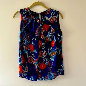 Silky printed sleeveless blouse